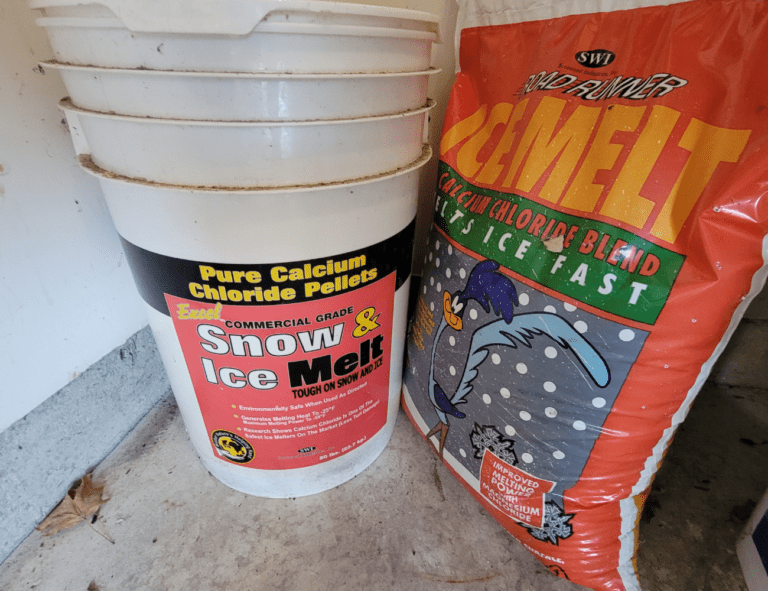 A Bag of ice melt and a bucket of salt to prepare for winter - The Daily DIY