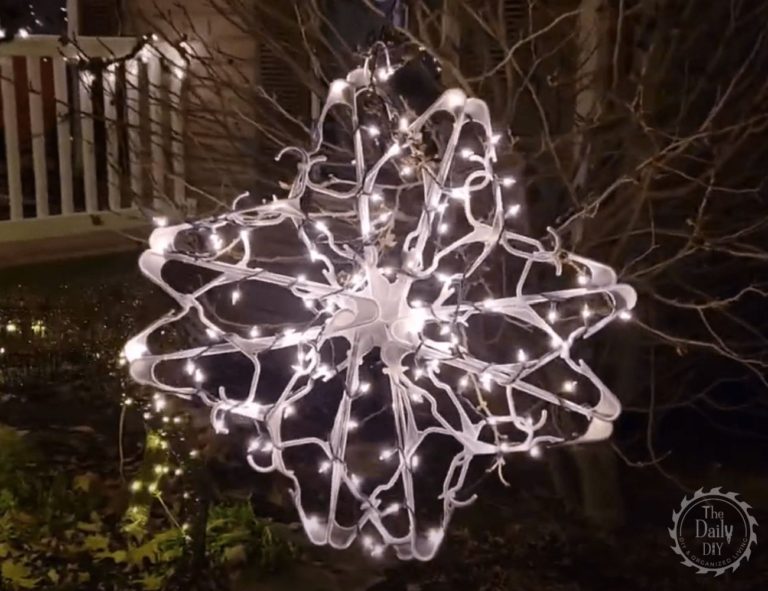 How To Make a DIY Light Up Snowflake With Dollar Tree Hangers