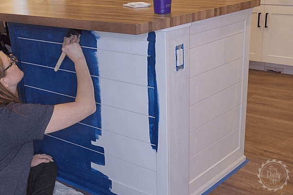 Kitchen Island Makeover with Shiplap - The Daily DIY