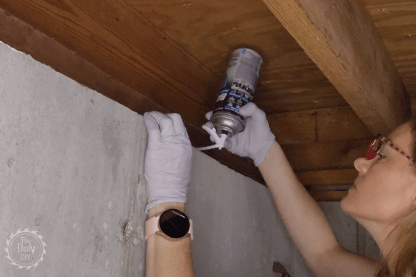 Using expanding foam on a basement wall